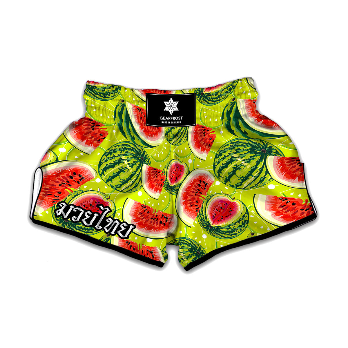 Lime Green Watermelon Pattern Print Muay Thai Boxing Shorts