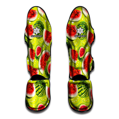 Lime Green Watermelon Pattern Print Muay Thai Shin Guard