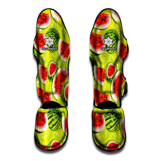 Lime Green Watermelon Pattern Print Muay Thai Shin Guard