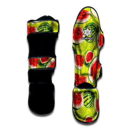 Lime Green Watermelon Pattern Print Muay Thai Shin Guard