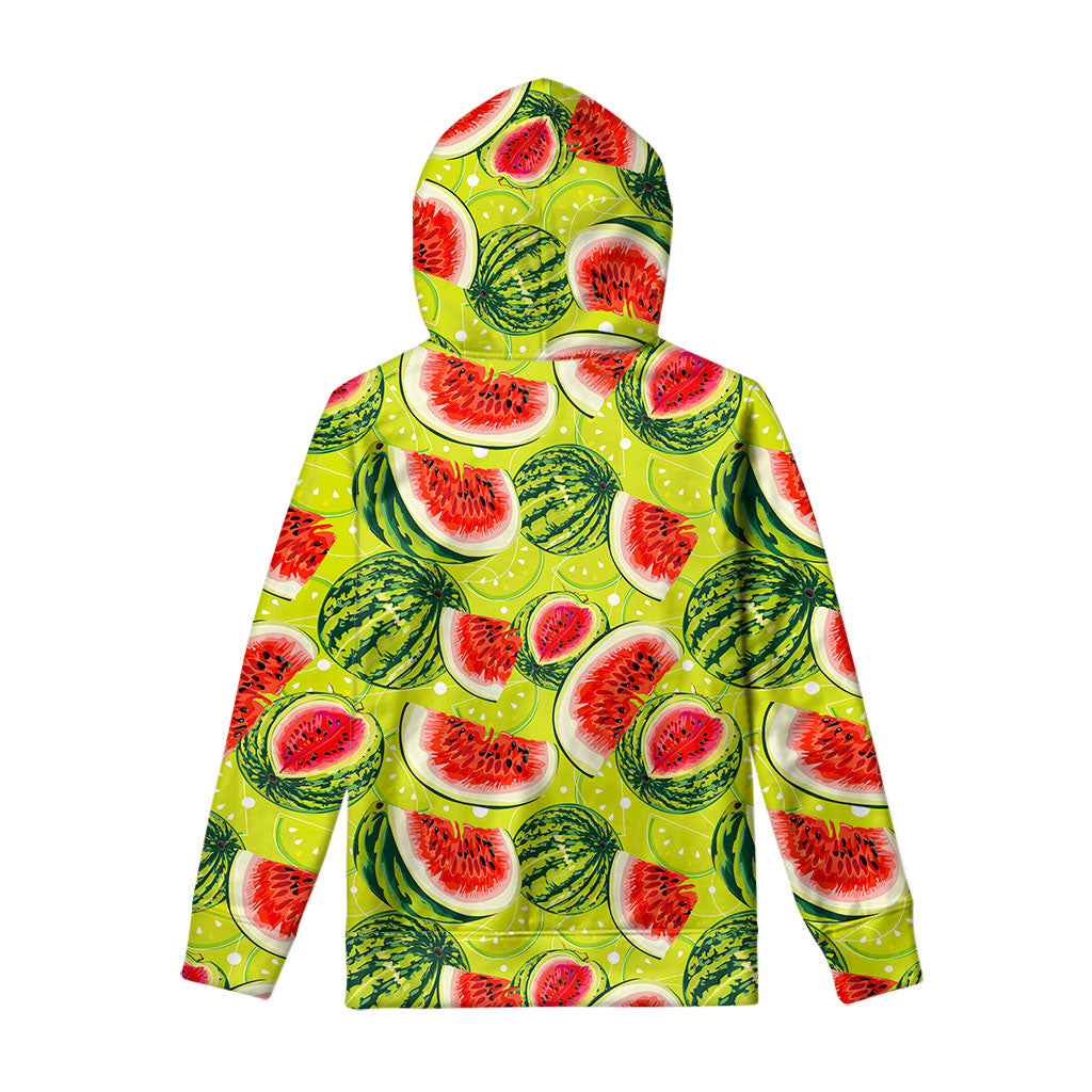 Lime Green Watermelon Pattern Print Pullover Hoodie