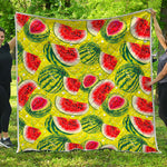 Lime Green Watermelon Pattern Print Quilt
