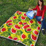 Lime Green Watermelon Pattern Print Quilt