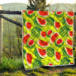 Lime Green Watermelon Pattern Print Quilt