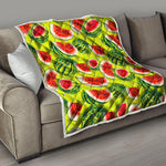 Lime Green Watermelon Pattern Print Quilt
