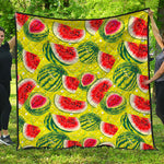 Lime Green Watermelon Pattern Print Quilt