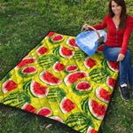 Lime Green Watermelon Pattern Print Quilt