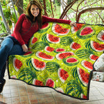 Lime Green Watermelon Pattern Print Quilt