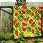 Lime Green Watermelon Pattern Print Quilt