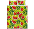 Lime Green Watermelon Pattern Print Quilt Bed Set