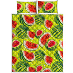 Lime Green Watermelon Pattern Print Quilt Bed Set