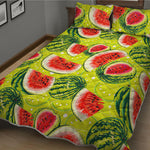 Lime Green Watermelon Pattern Print Quilt Bed Set