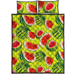 Lime Green Watermelon Pattern Print Quilt Bed Set