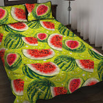 Lime Green Watermelon Pattern Print Quilt Bed Set