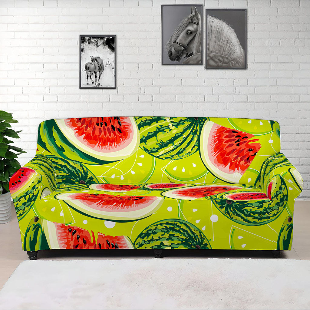 Lime Green Watermelon Pattern Print Sofa Cover
