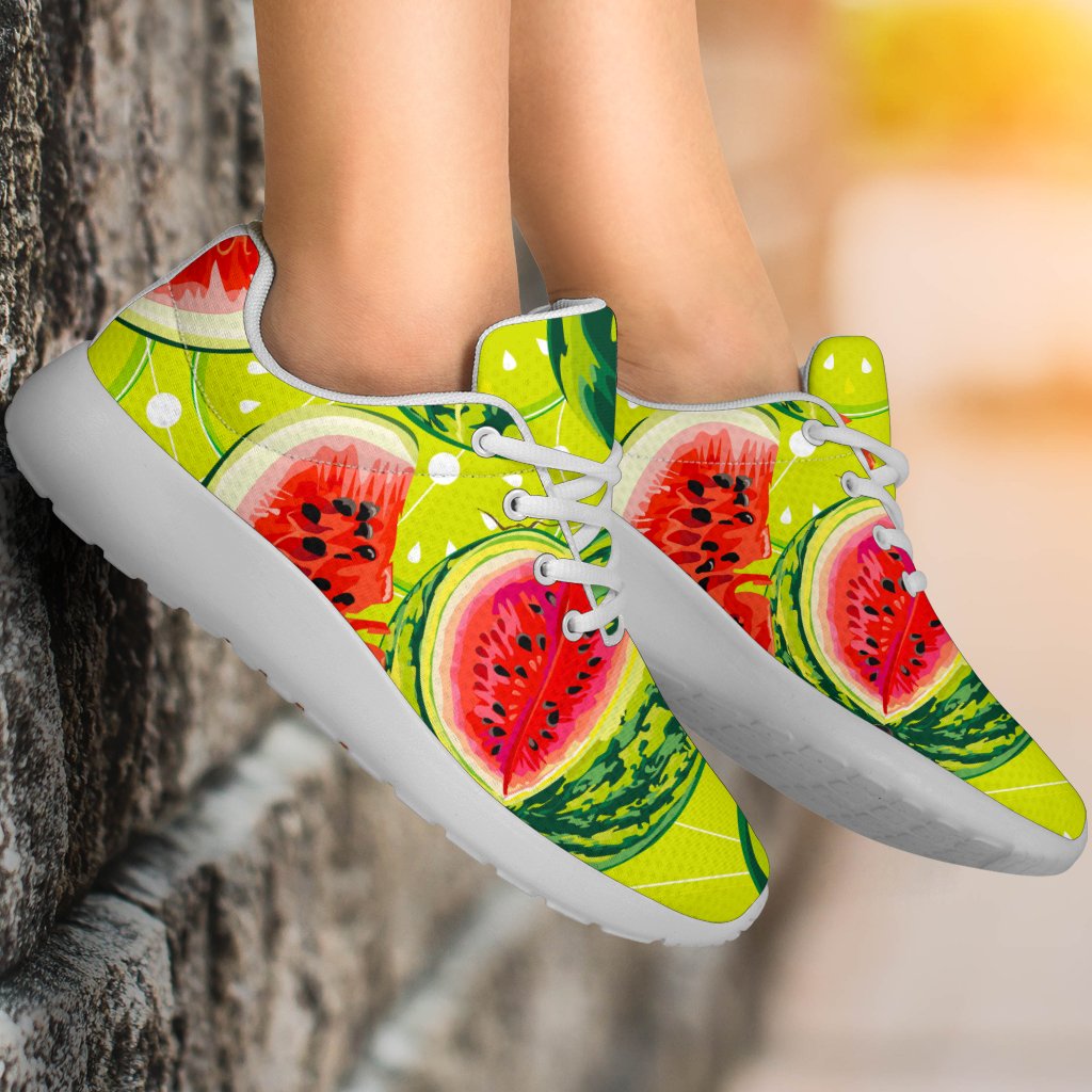 Lime Green Watermelon Pattern Print Sport Shoes GearFrost