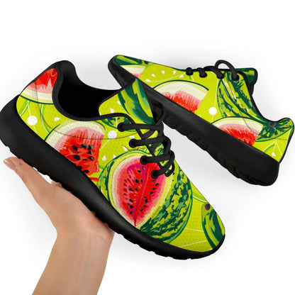 Lime Green Watermelon Pattern Print Sport Shoes GearFrost