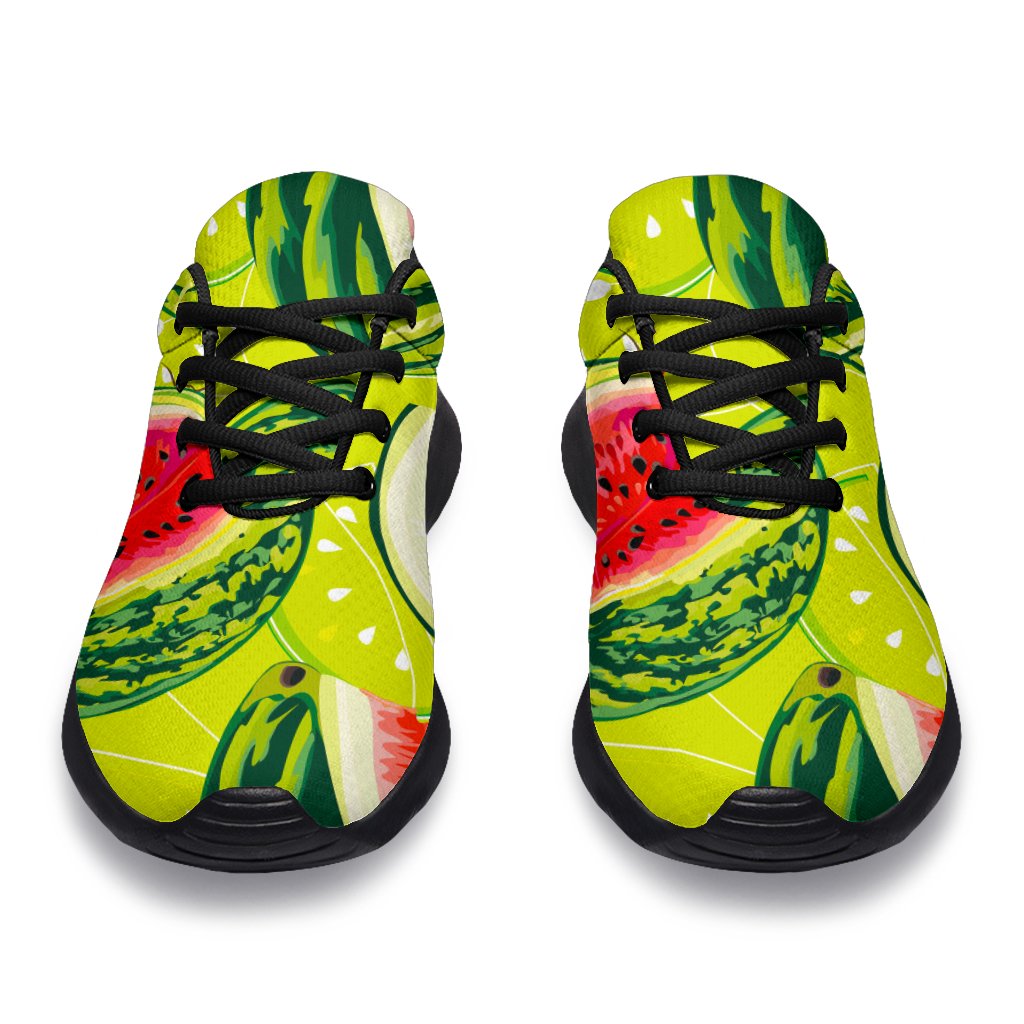 Lime Green Watermelon Pattern Print Sport Shoes GearFrost