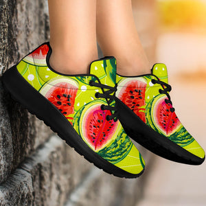 Lime Green Watermelon Pattern Print Sport Shoes GearFrost