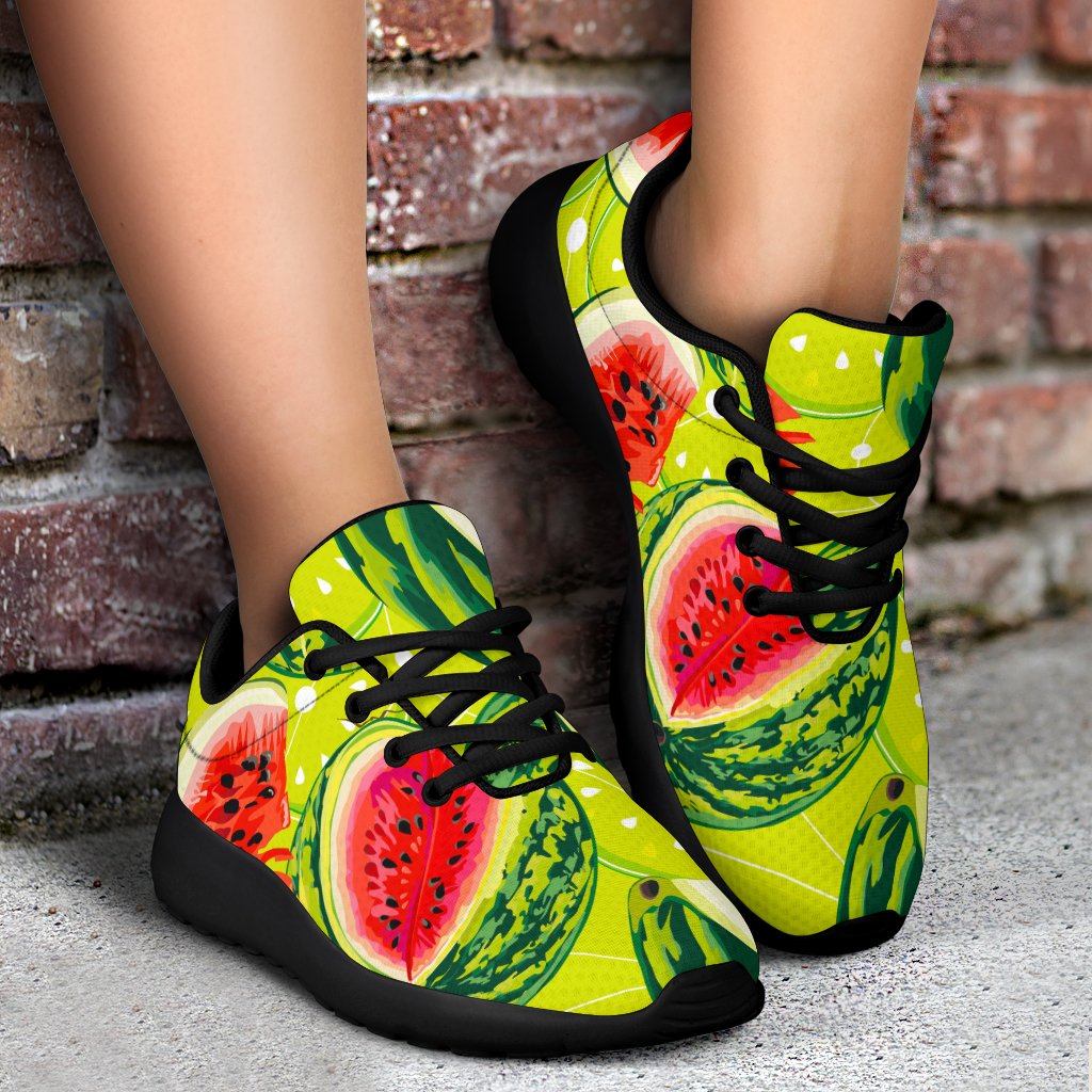 Lime Green Watermelon Pattern Print Sport Shoes GearFrost