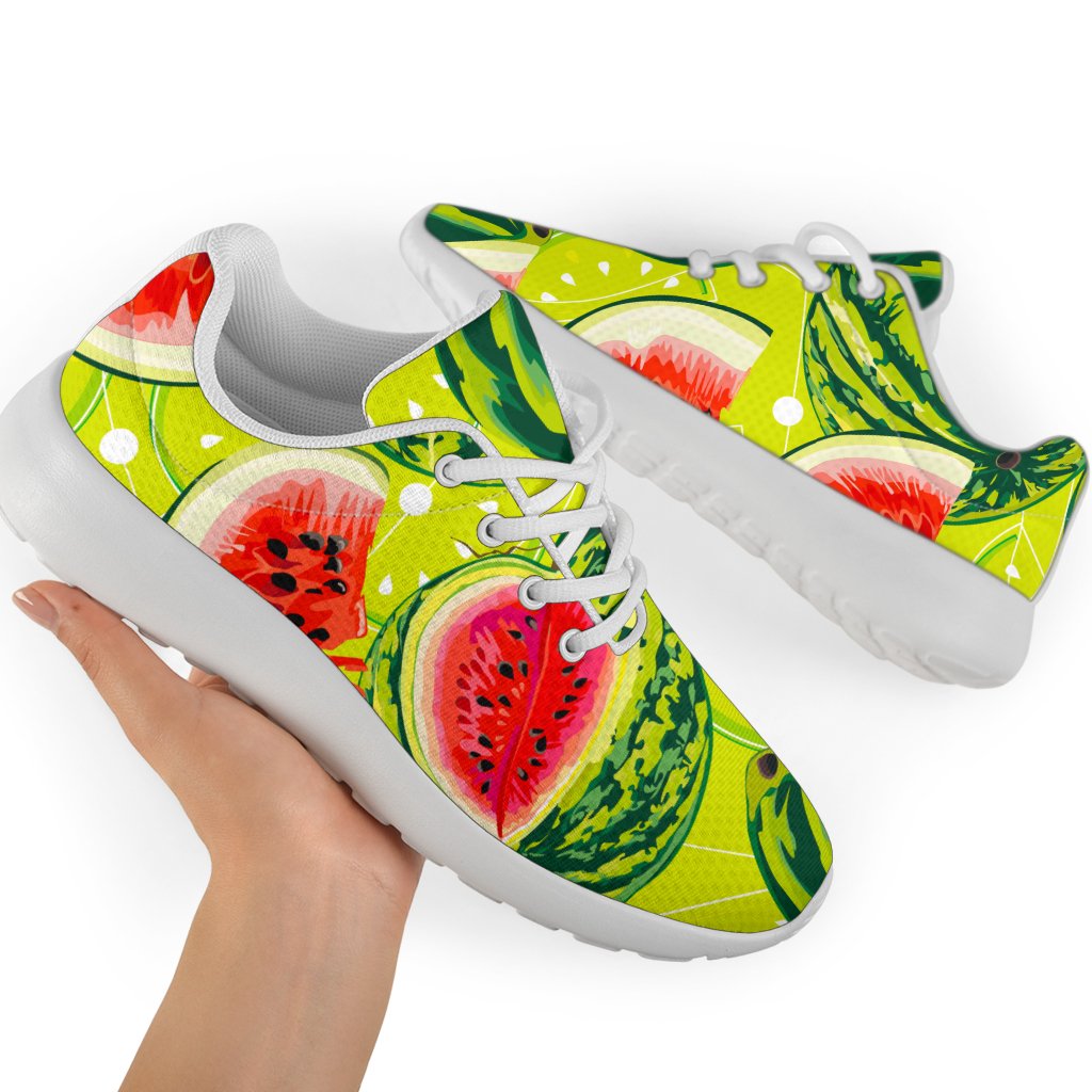 Lime Green Watermelon Pattern Print Sport Shoes GearFrost