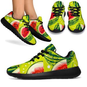 Lime Green Watermelon Pattern Print Sport Shoes GearFrost