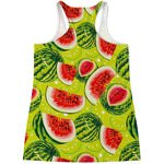 Lime Green Watermelon Pattern Print Women's Racerback Tank Top