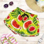 Lime Green Watermelon Pattern Print Women's Shorts