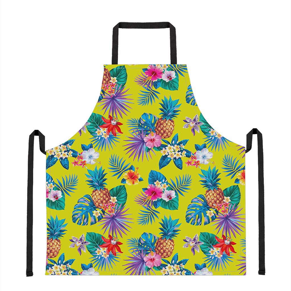 Lime Hawaiian Pineapple Pattern Print Apron