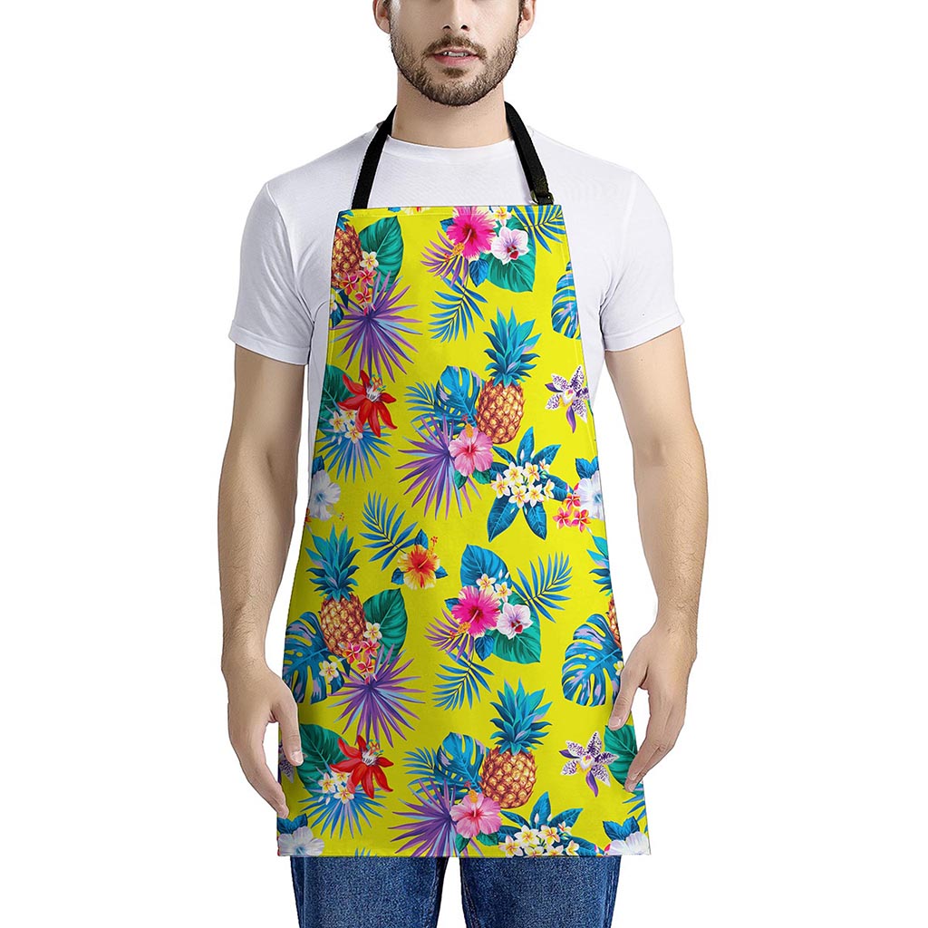 Lime Hawaiian Pineapple Pattern Print Apron