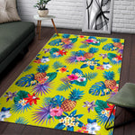 Lime Hawaiian Pineapple Pattern Print Area Rug GearFrost