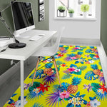 Lime Hawaiian Pineapple Pattern Print Area Rug GearFrost