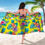 Lime Hawaiian Pineapple Pattern Print Beach Sarong Wrap