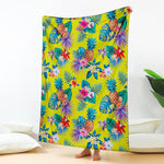 Lime Hawaiian Pineapple Pattern Print Blanket