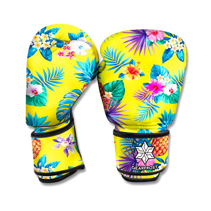Lime Hawaiian Pineapple Pattern Print Boxing Gloves