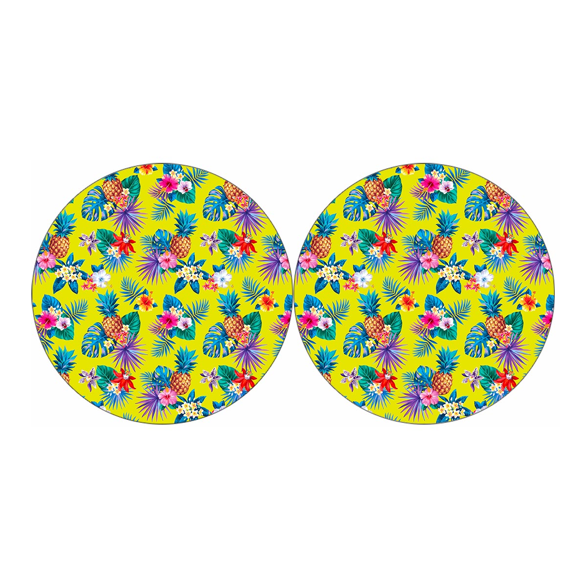 Lime Hawaiian Pineapple Pattern Print Car Coasters