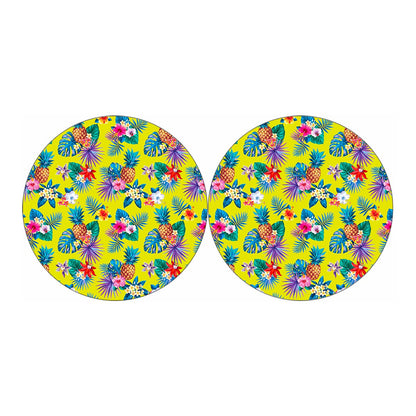 Lime Hawaiian Pineapple Pattern Print Car Coasters