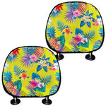 Lime Hawaiian Pineapple Pattern Print Car Headrest Covers