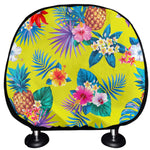Lime Hawaiian Pineapple Pattern Print Car Headrest Covers