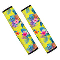 Lime Hawaiian Pineapple Pattern Print Car Seat Belt Covers