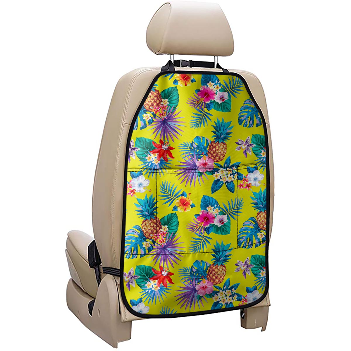 Lime Hawaiian Pineapple Pattern Print Car Seat Organizers