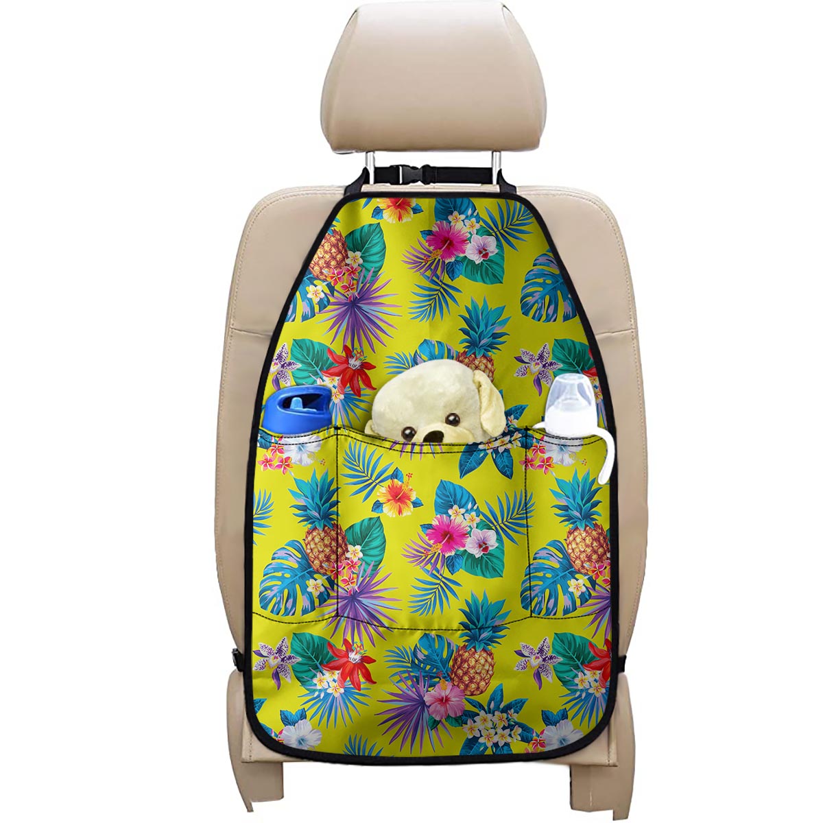 Lime Hawaiian Pineapple Pattern Print Car Seat Organizers