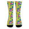 Lime Hawaiian Pineapple Pattern Print Crew Socks