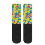 Lime Hawaiian Pineapple Pattern Print Crew Socks