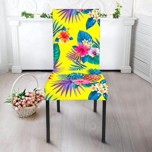 Lime Hawaiian Pineapple Pattern Print Dining Chair Slipcover