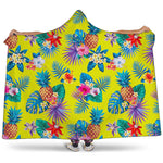 Lime Hawaiian Pineapple Pattern Print Hooded Blanket