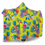 Lime Hawaiian Pineapple Pattern Print Hooded Blanket
