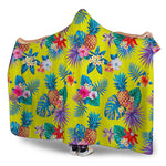 Lime Hawaiian Pineapple Pattern Print Hooded Blanket