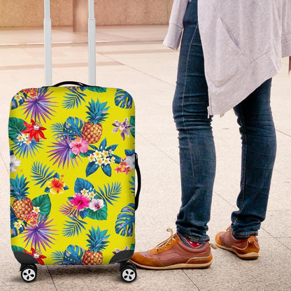 Lime Hawaiian Pineapple Pattern Print Luggage Cover GearFrost