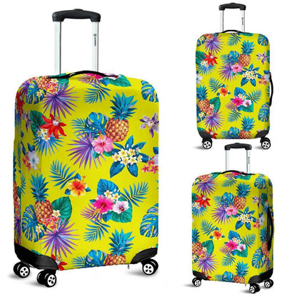 Lime Hawaiian Pineapple Pattern Print Luggage Cover GearFrost